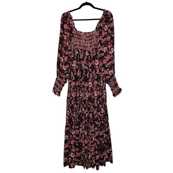 Free People Sweet Escape Floral Long Sleeve Boho Smocked Bodice Maxi Dre… - Picture 11 of 16